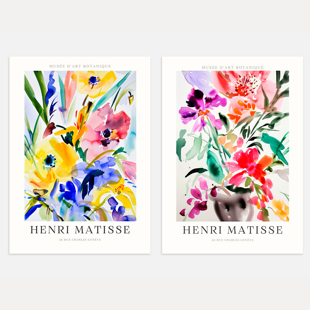 Set mit 2 Matisse-Postern – Aquarellblumen