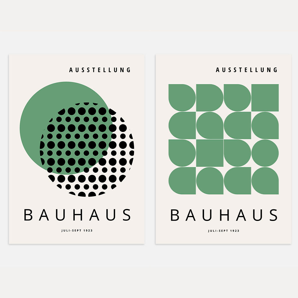 Bauhaus Grün Geometrie – 2er-Poster-Set