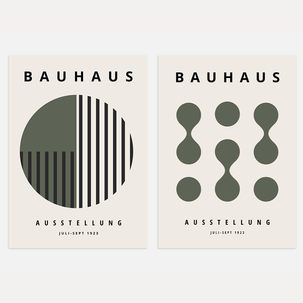 Set mit 2 Olive Bauhaus Postern