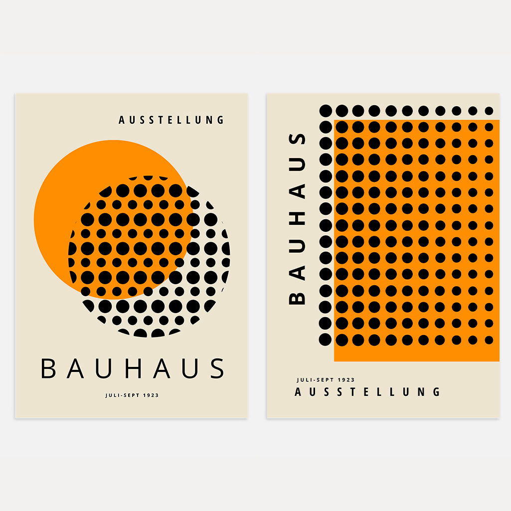 Bauhaus Schwarz Orange – 2er Poster-Set