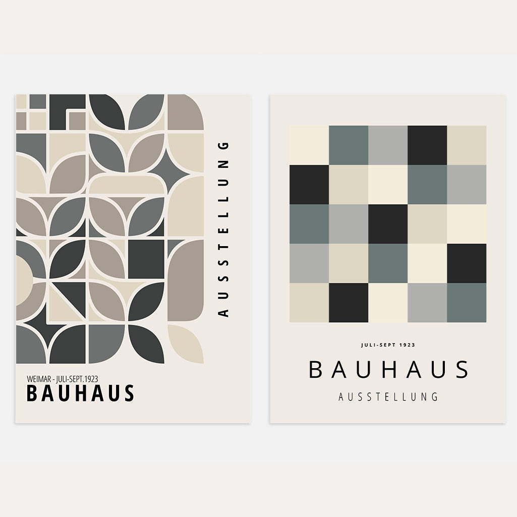 Set mit 2 Bauhaus-Postern, Grau und Beige