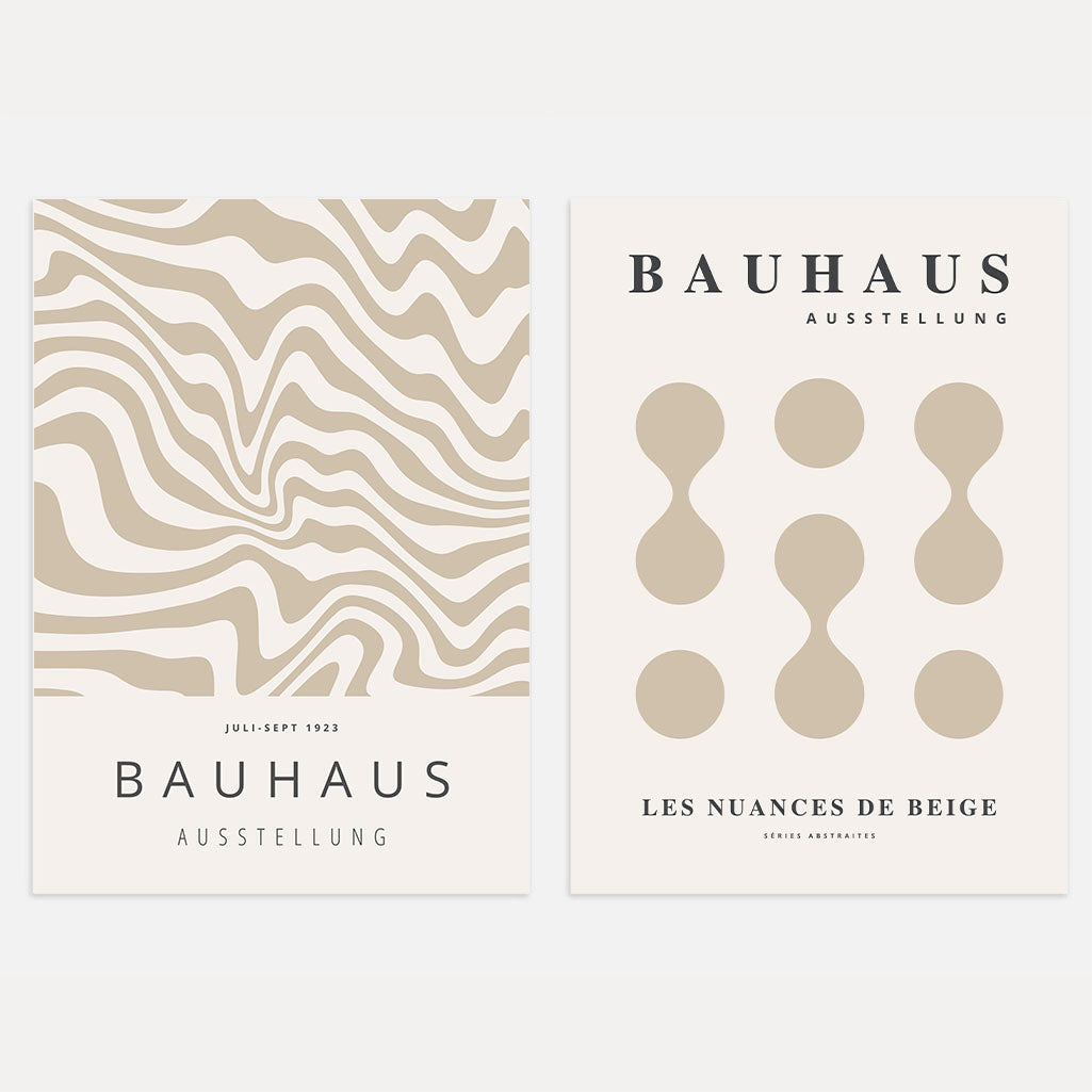 Bauhaus Abstrakt Beige – 2er Poster-Set