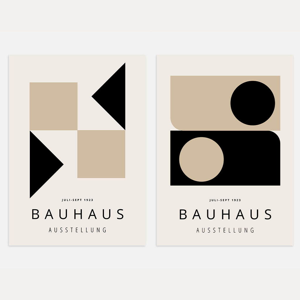 Bauhaus Beige Schwarz Balance – 2er Poster-Set