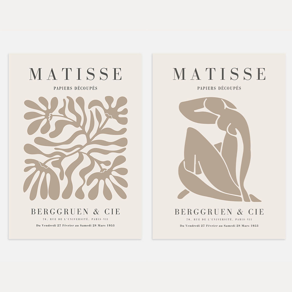 Set mit 2 Matisse-Poster – Beige abstrakte Ausschnitte 