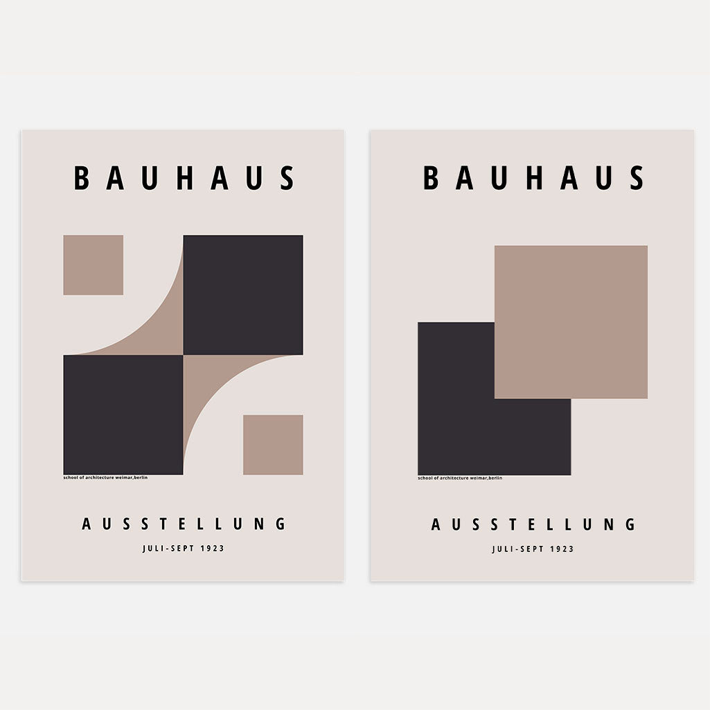 Set mit 2 Bauhaus-Postern – Taupe &amp; Graphit Formen 
