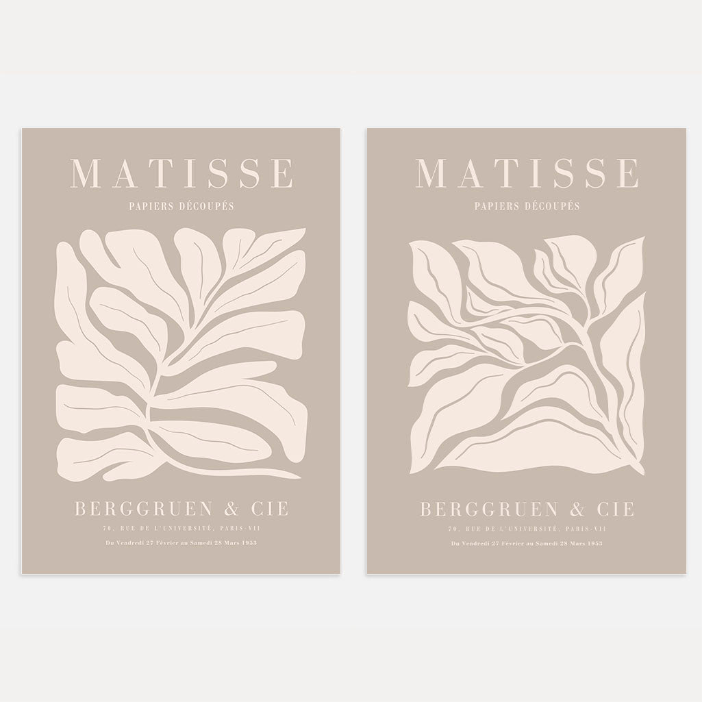 Set mit 2 Matisse-Postern – Beige organische Formen 