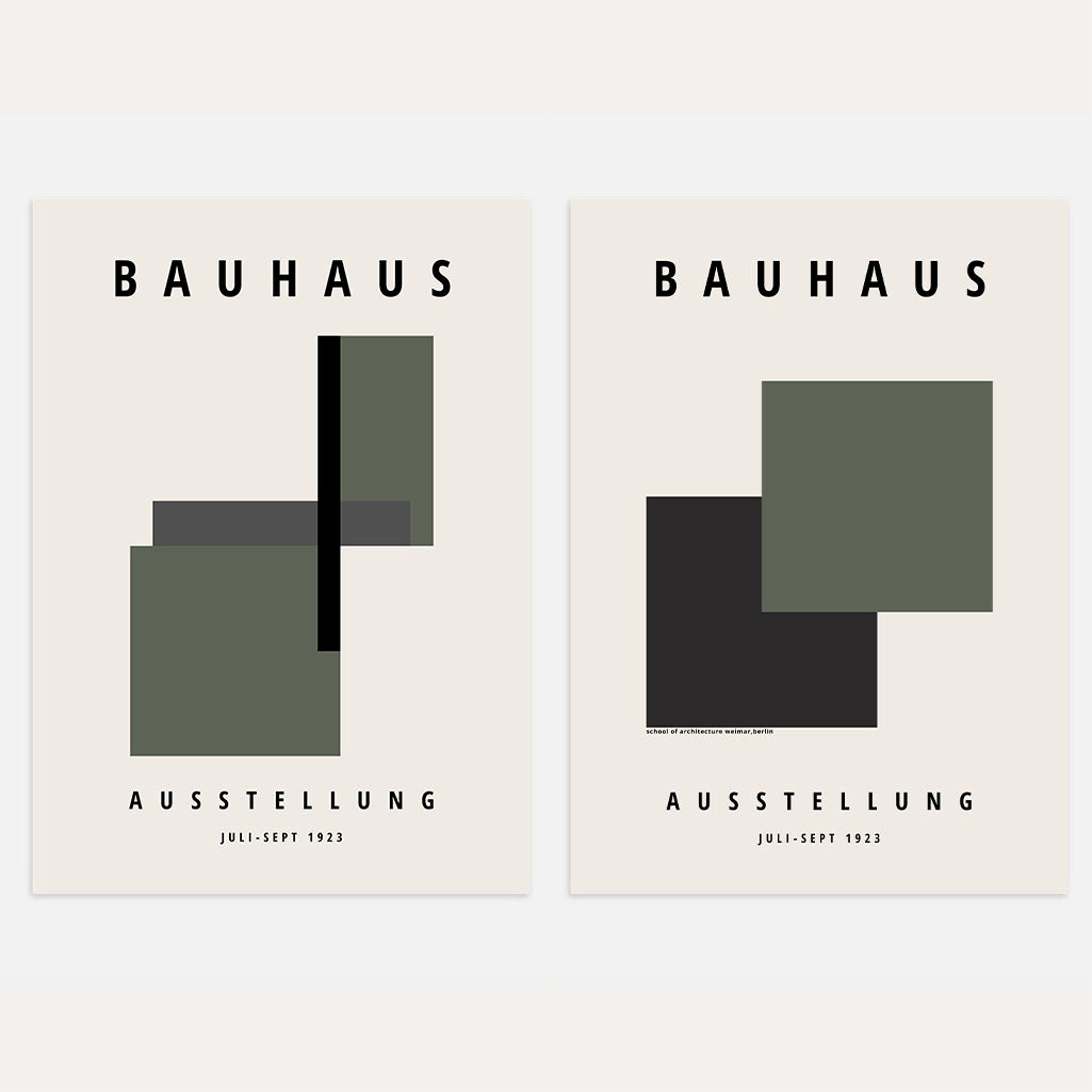 Bauhaus Grün Graphit – 2er Poster-Set