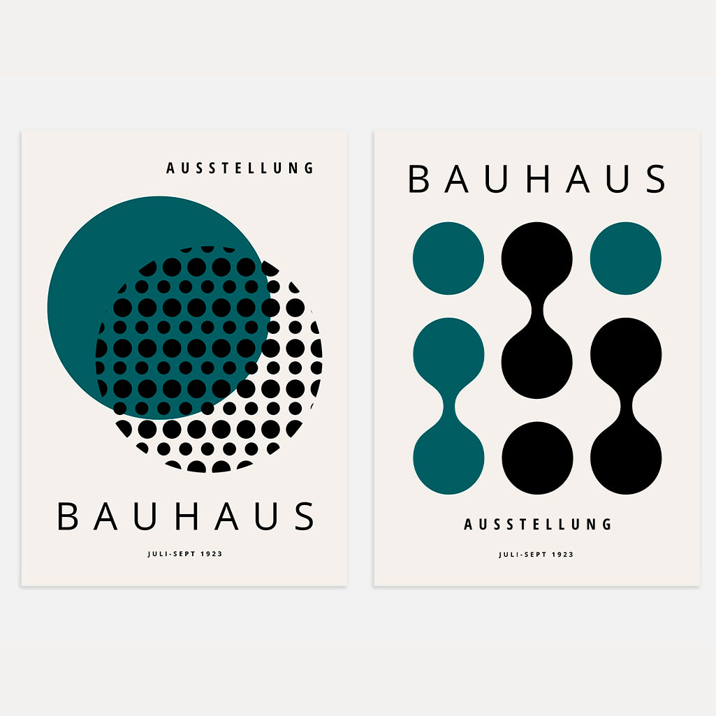Bauhaus Schwarz Grün – 2er Poster-Set