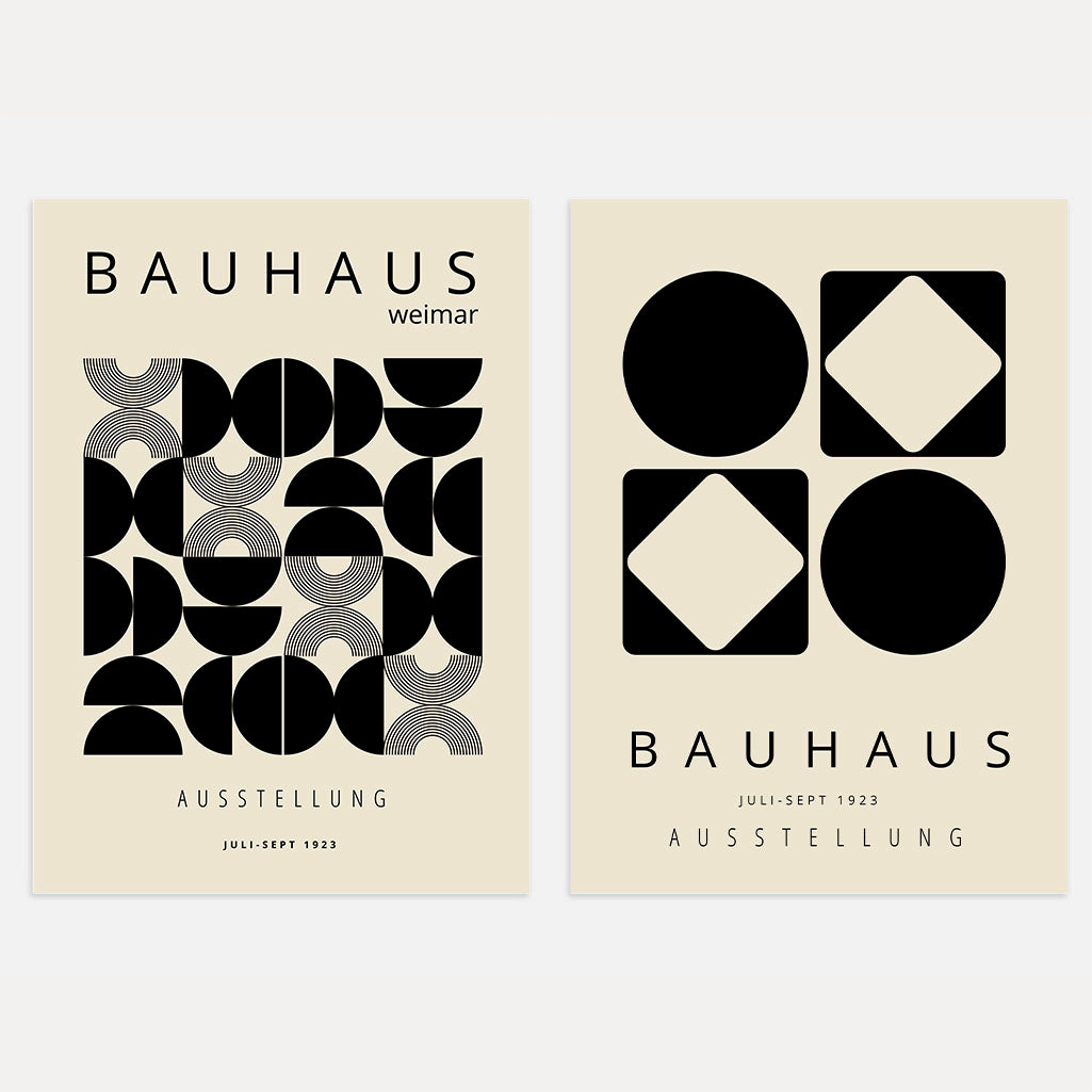 Bauhaus Geometrie – 2er Poster-Set, Beigetönen