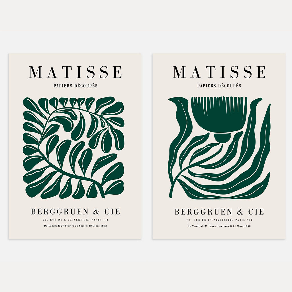 Set mit 2 Matisse-Postern – Grüne elegante Kompositionen 
