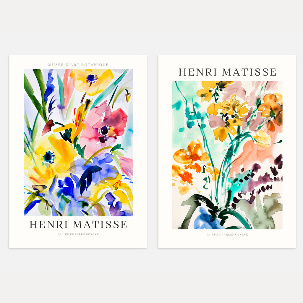 Set mit 2 Matisse-Postern – Blumen in Aquarell