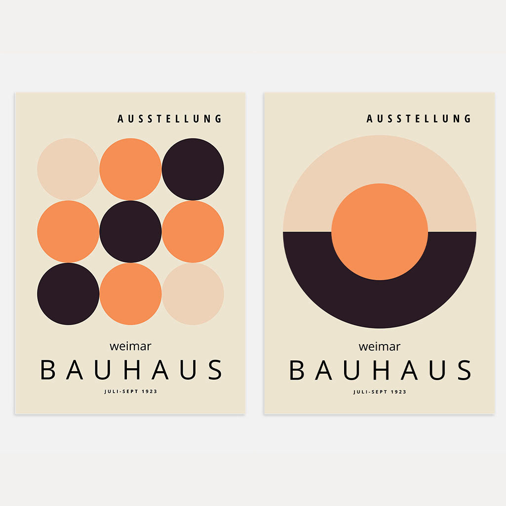 Bauhaus Weimar Poster-Set in Orange und Schwarz