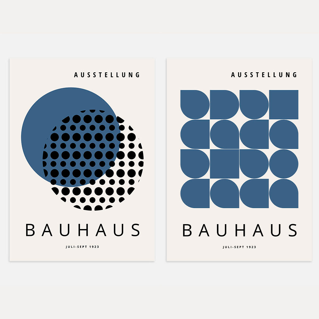 Set mit 2 Bauhaus-Postern, Marineblau 