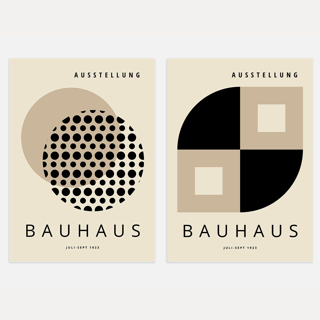 Bauhaus Schwarz-Beige – 2er Poster-Set