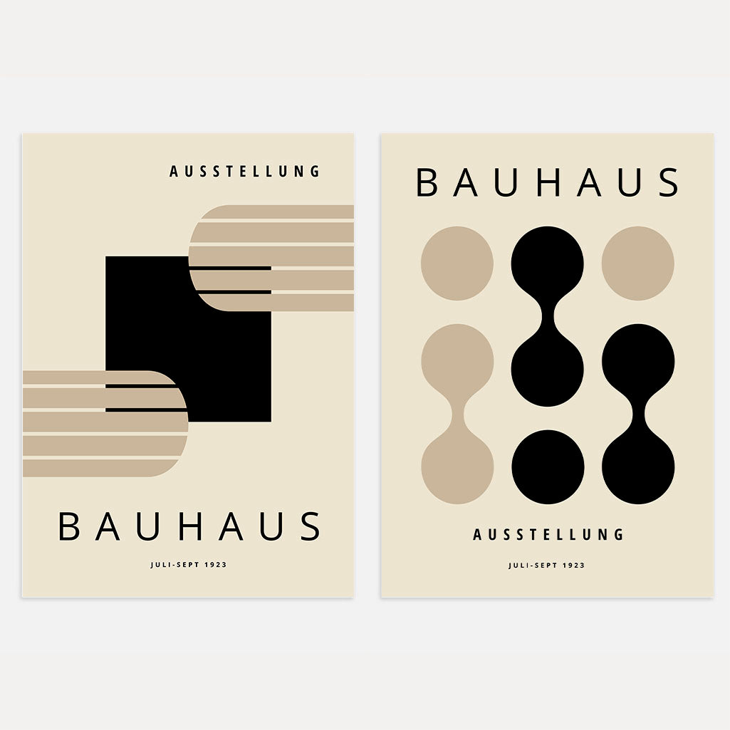 Bauhaus Geometrie Beige – 2er Poster-Set