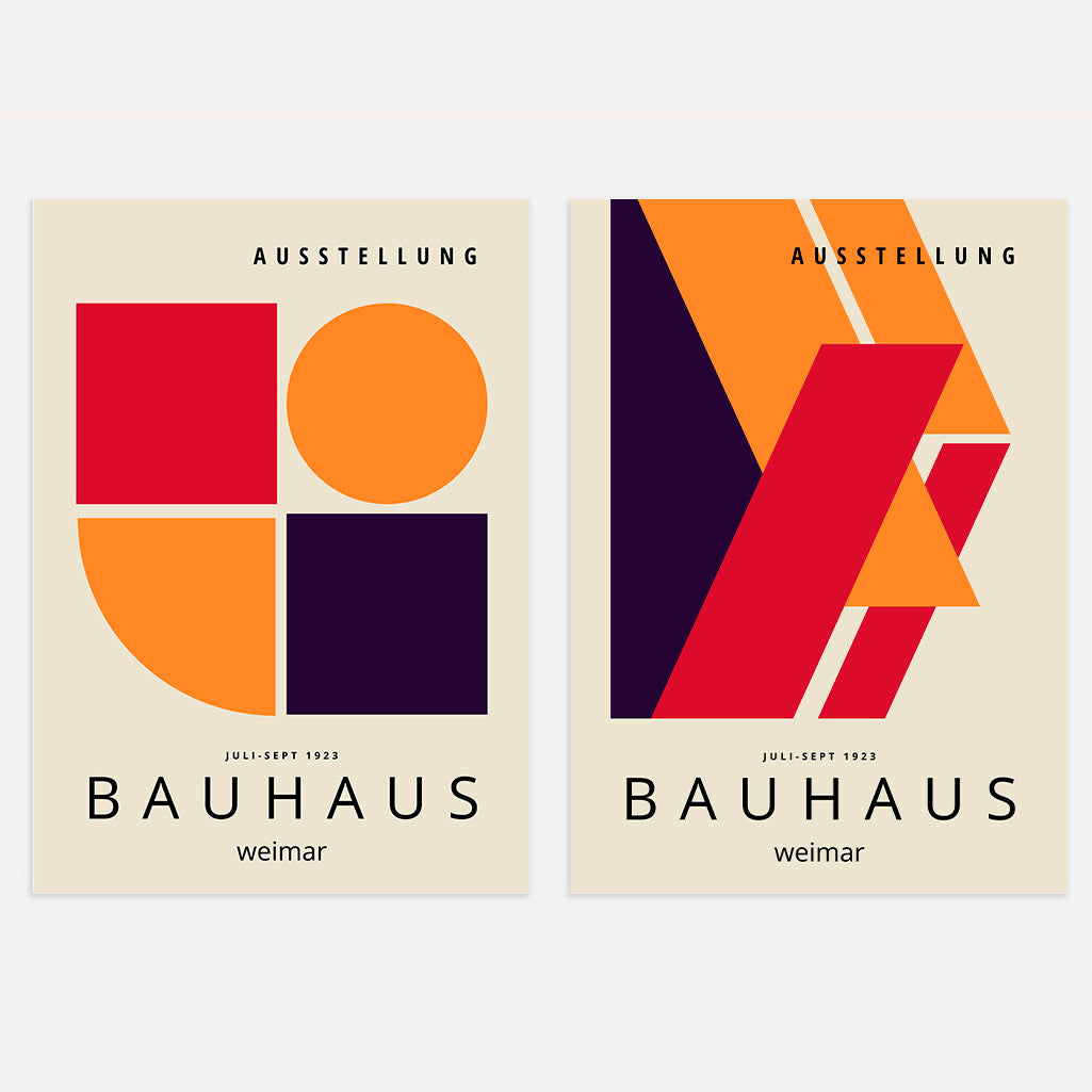 Bauhaus Rot Abstraktion – 2er Poster-Set