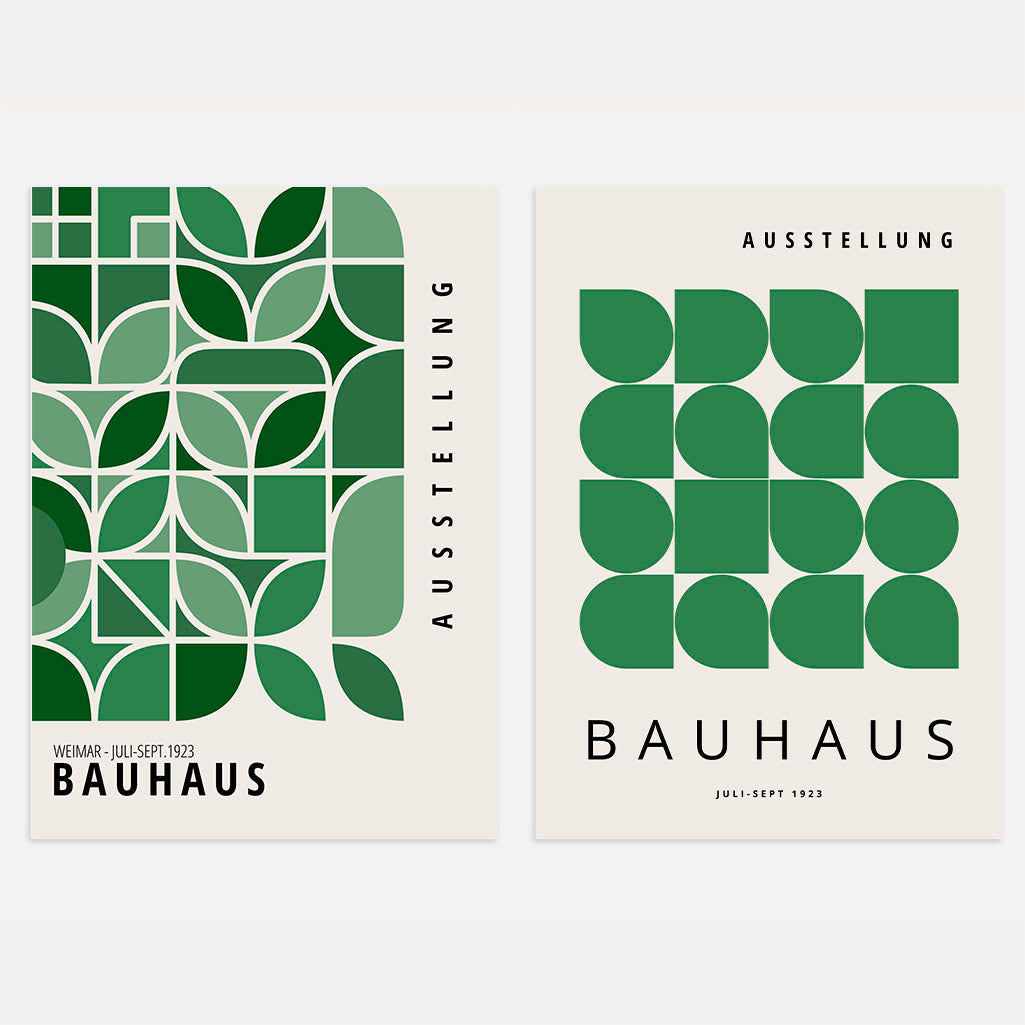 Set mit 2 grünen Bauhaus-Postern
