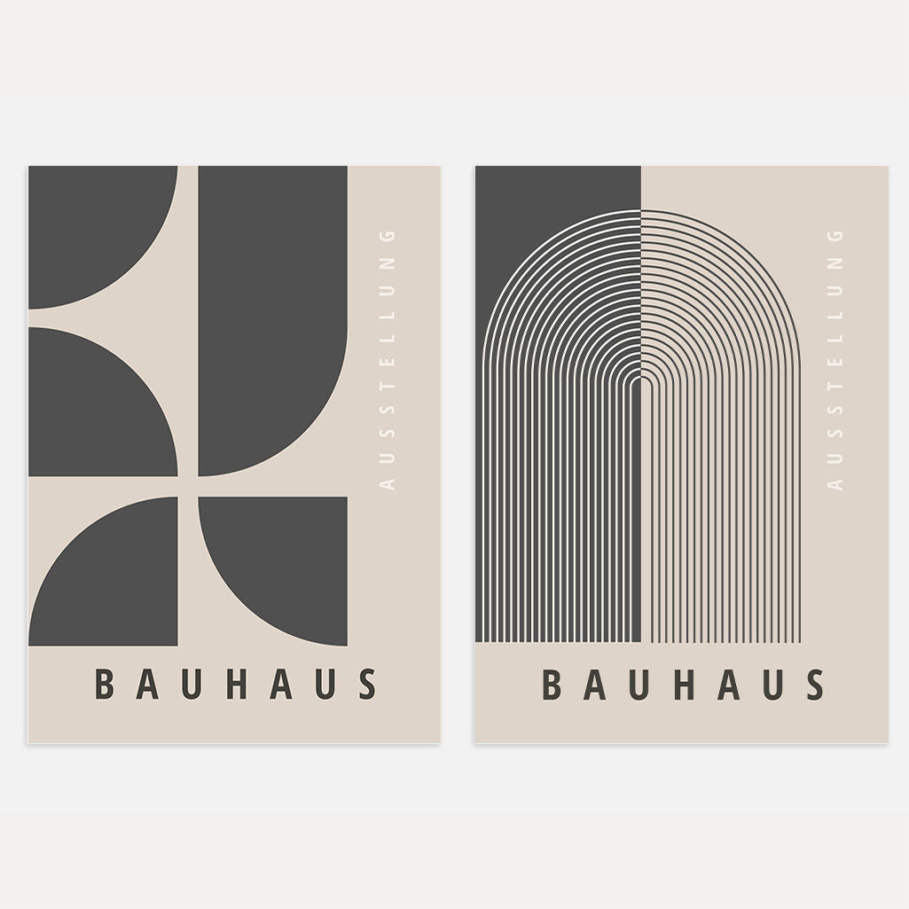 Bauhaus Graphit Geometrie – 2er Poster-Set