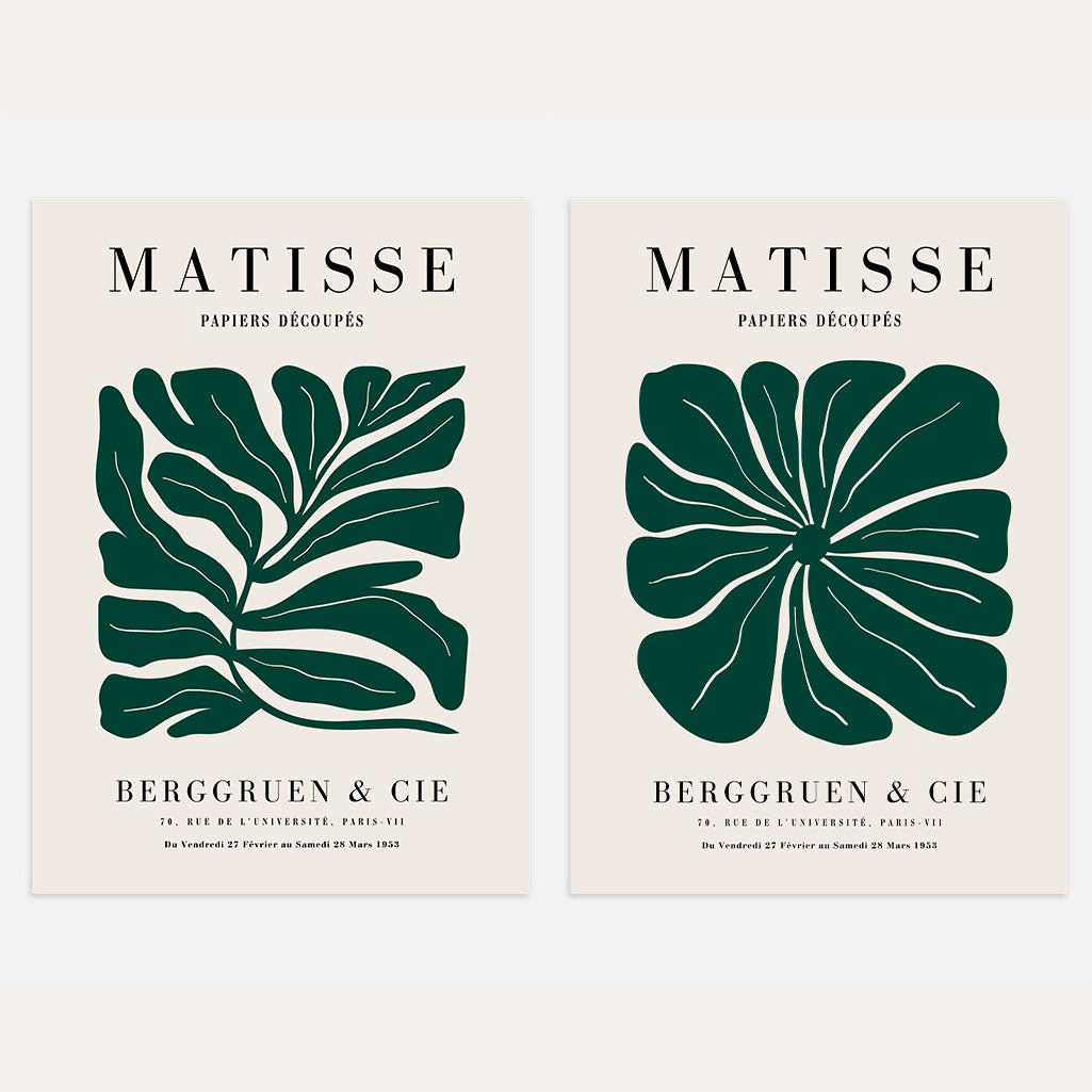 Set mit 2 Matisse-Postern – Grüne botanische Kompositionen 