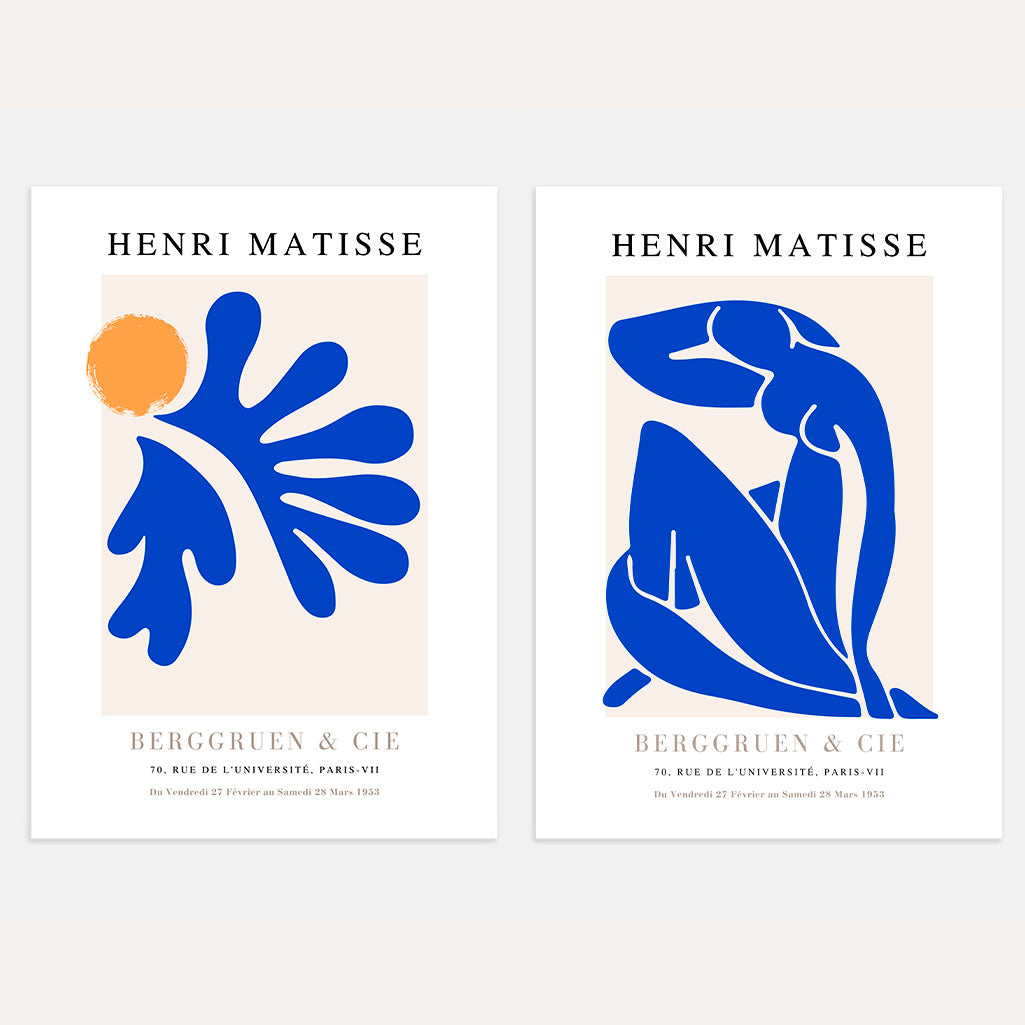 Set mit 2 Matisse-Postern – Kollektion „Blaue Scherenschnitte“