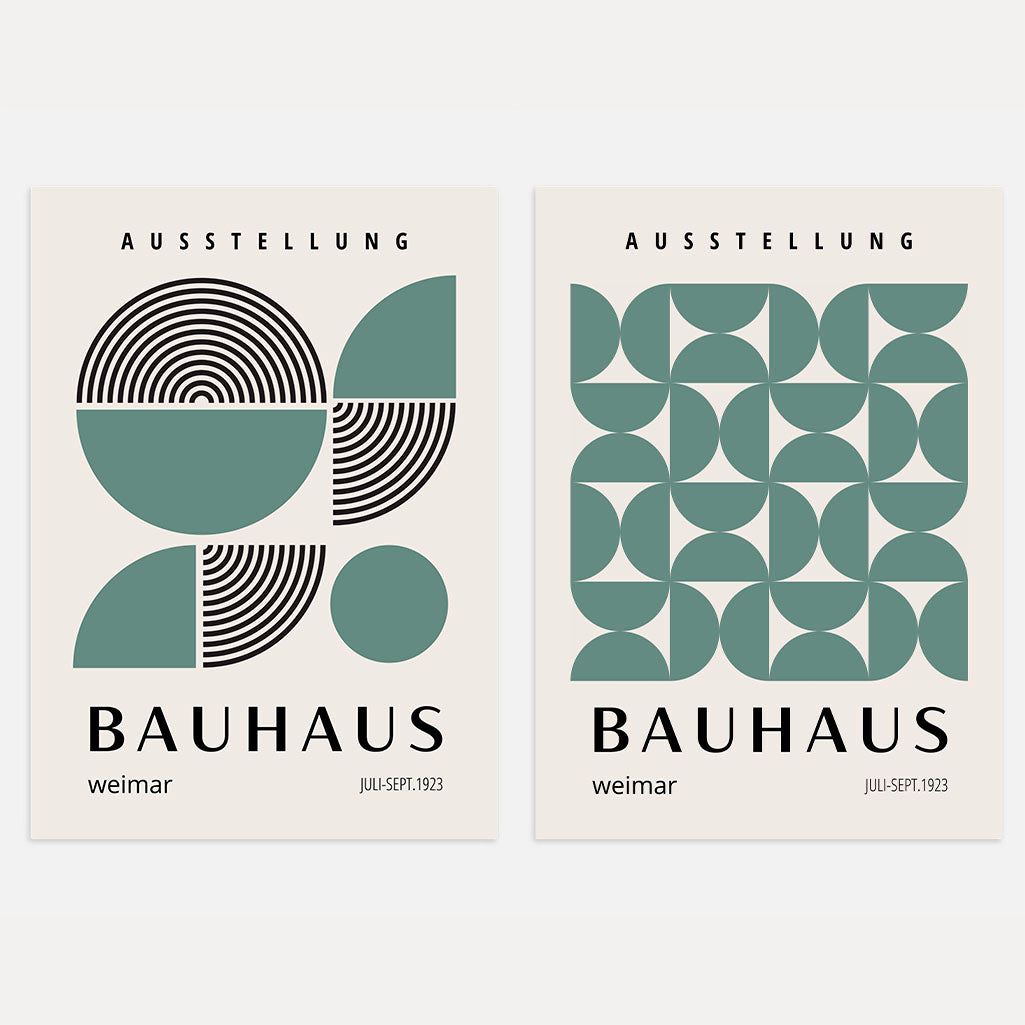 Set mit 2 Bauhaus-Postern – Mint Geometry