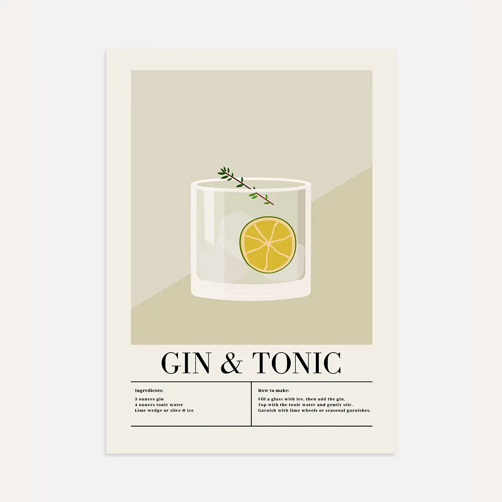 Gin Tonic Illustration Poster