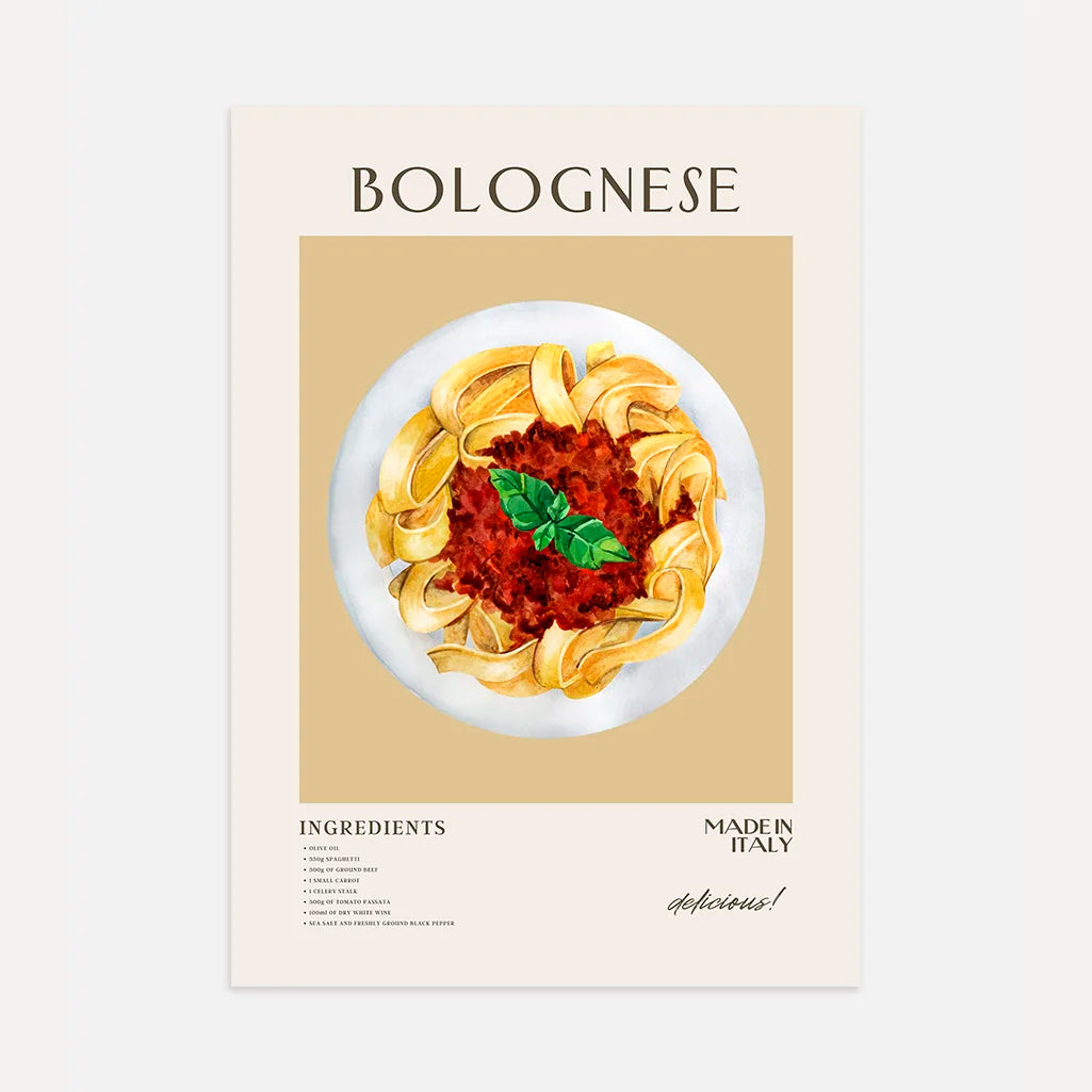 Illustration Tagliatelle Bolognese Poster