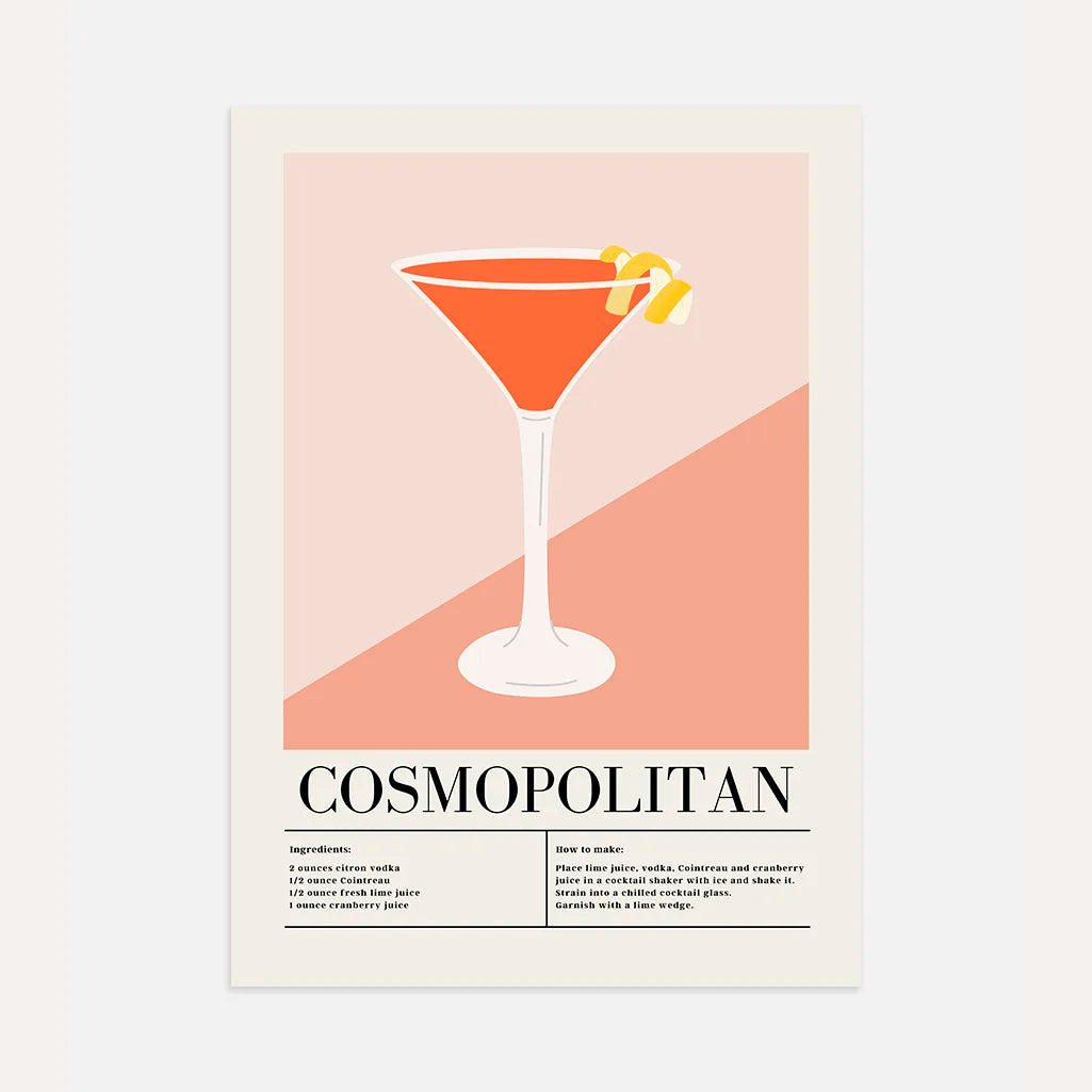 Cosmopolitan Cocktail Illustration Poster