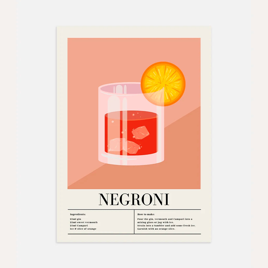 Negroni Cocktail Glas Poster