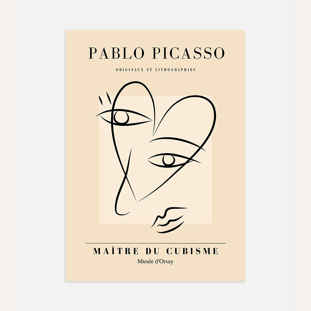 Von Pablo Picasso inspiriertes Poster – Gesichtslinien