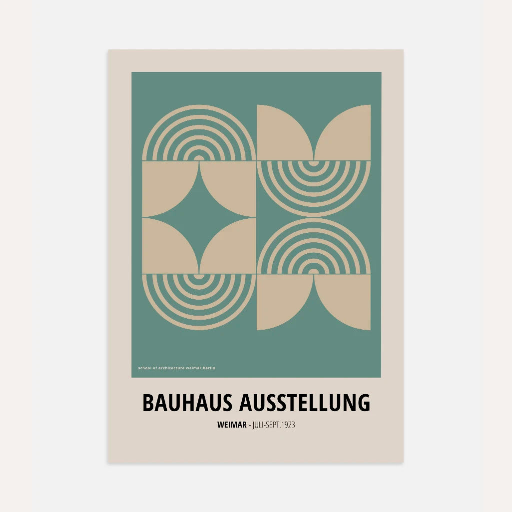 Bauhaus Grün-Beige Symmetrie Poster