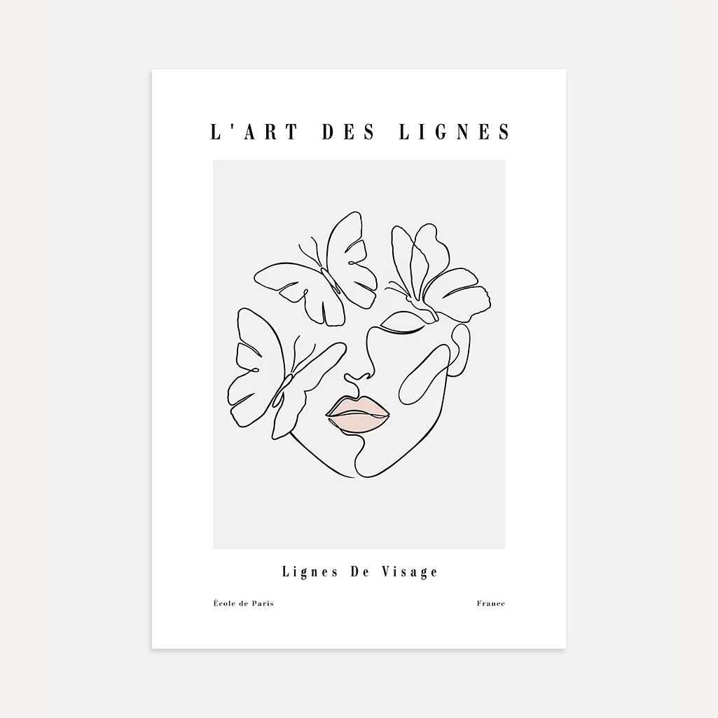 Poster – Gesicht mit Schmetterlingen