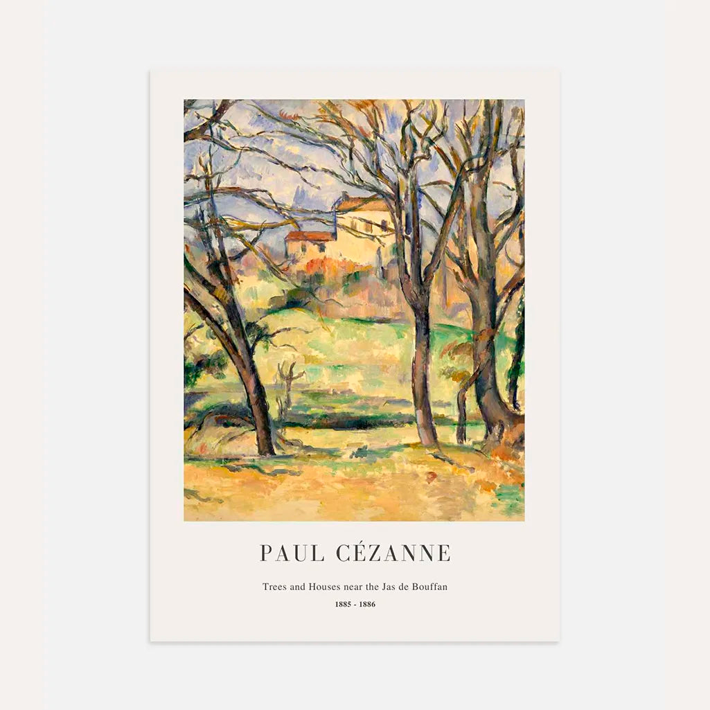 Paul Cézanne – Bäume und Häuser nahe Jas de Bouffan Poster (1885–1886)
