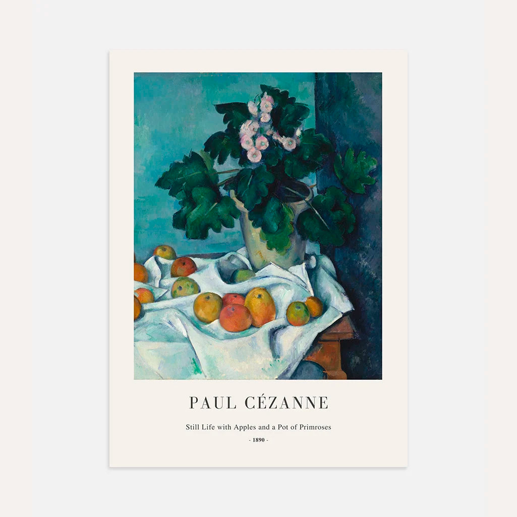 Paul Cézanne – Stillleben mit Äpfeln und Primeltopf Poster