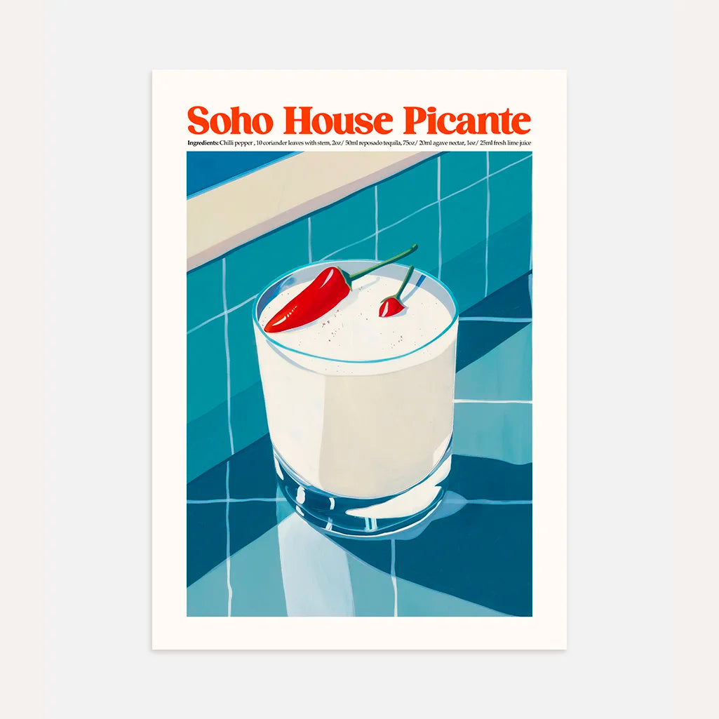 Picante Chili Cocktail Illustration Poster