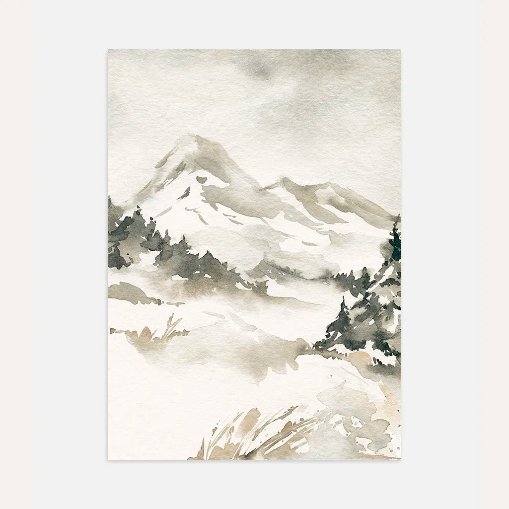Aquarell-Berge-Poster