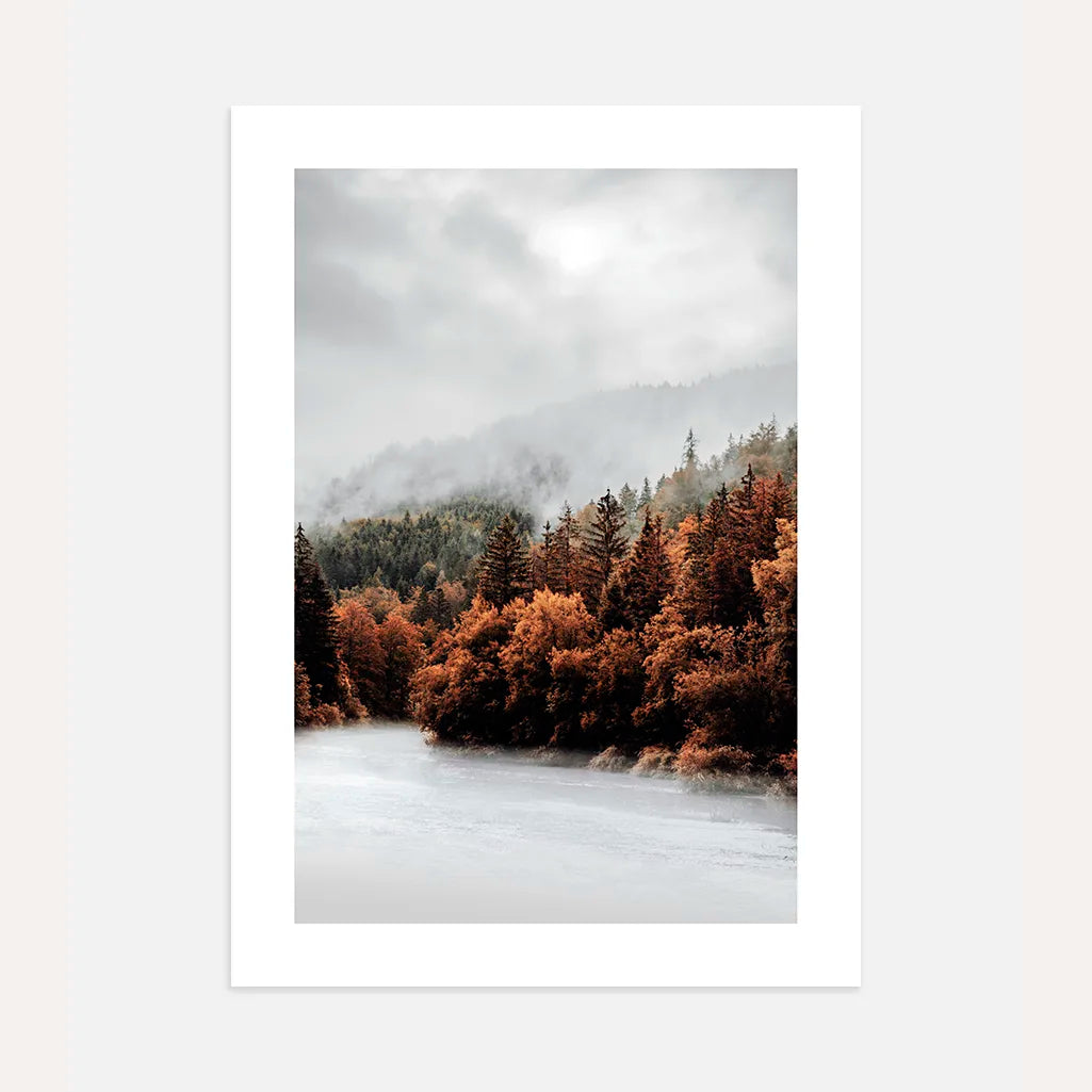 Poster „Herbstwald am Fluss“