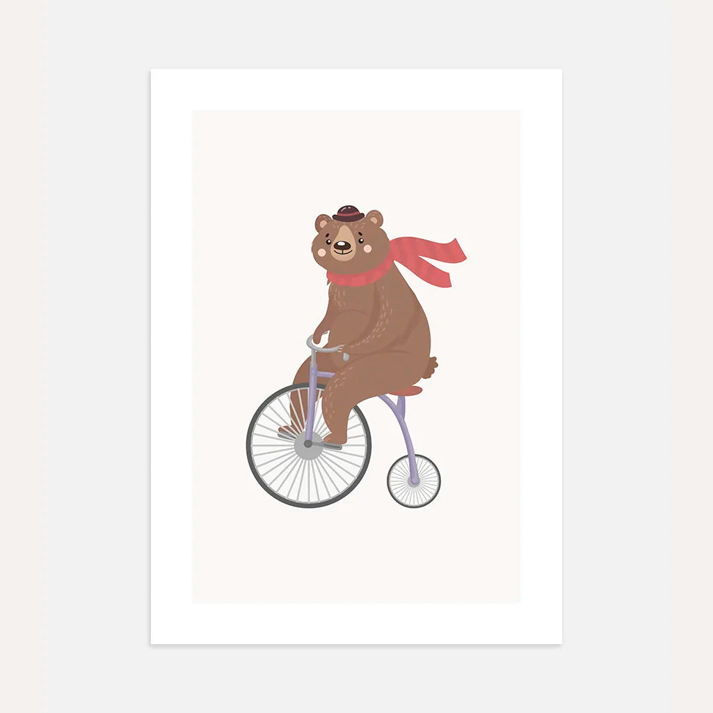 Teddybär auf einem Fahrrad Poster