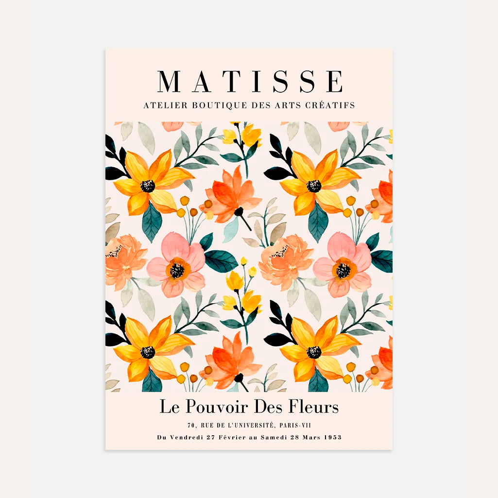 Poster „Blumen in Orangetönen“ von Matisse