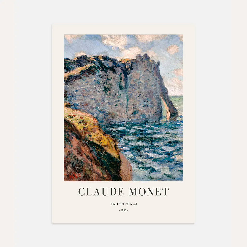 Claude Monet – Die Klippe von Aval, Étretat Poster 1885