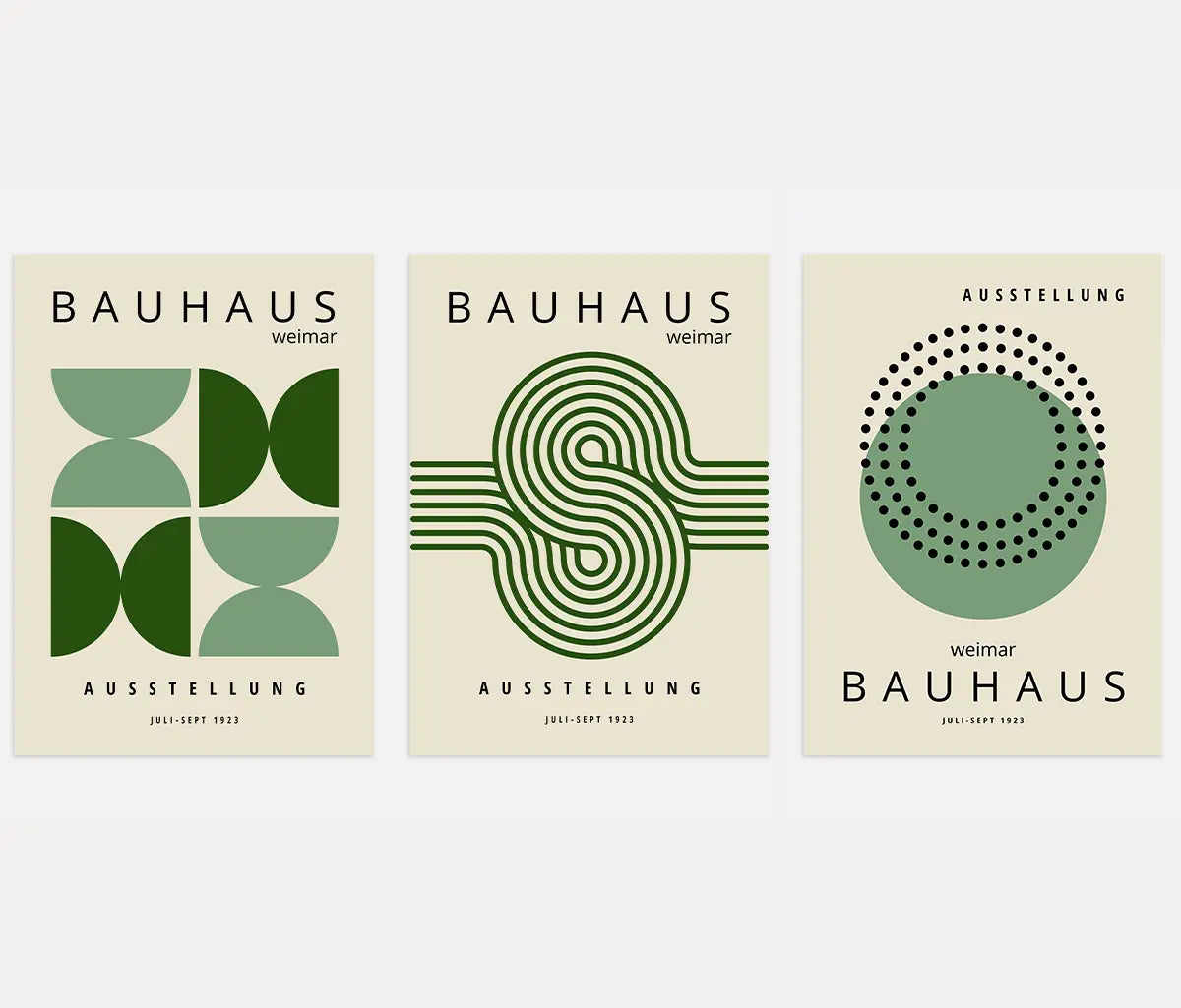 Bauhaus Poster – Set Mit 3 Stück „Grüner Rhythmus Von Weimar“