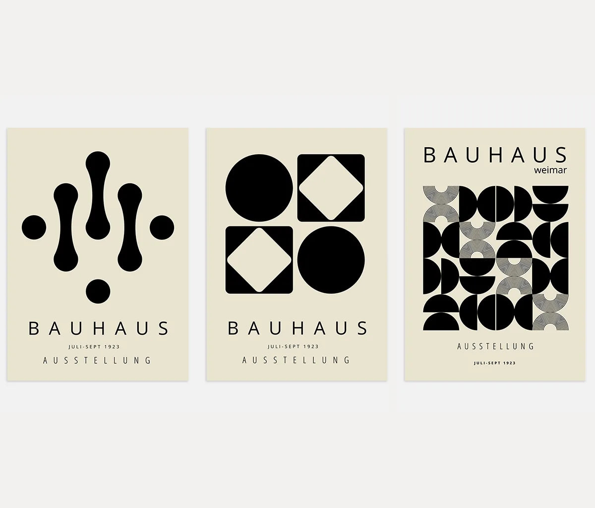 Bauhaus-Poster – Set mit 3 „Schwarzes Formmodul“