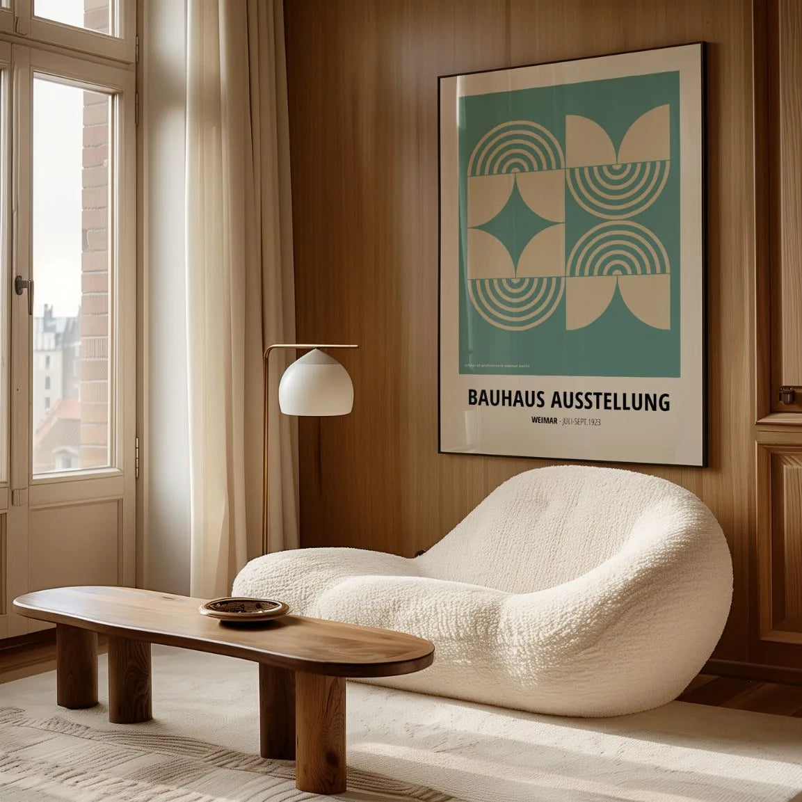Bauhaus Grün-Beige Symmetrie Poster