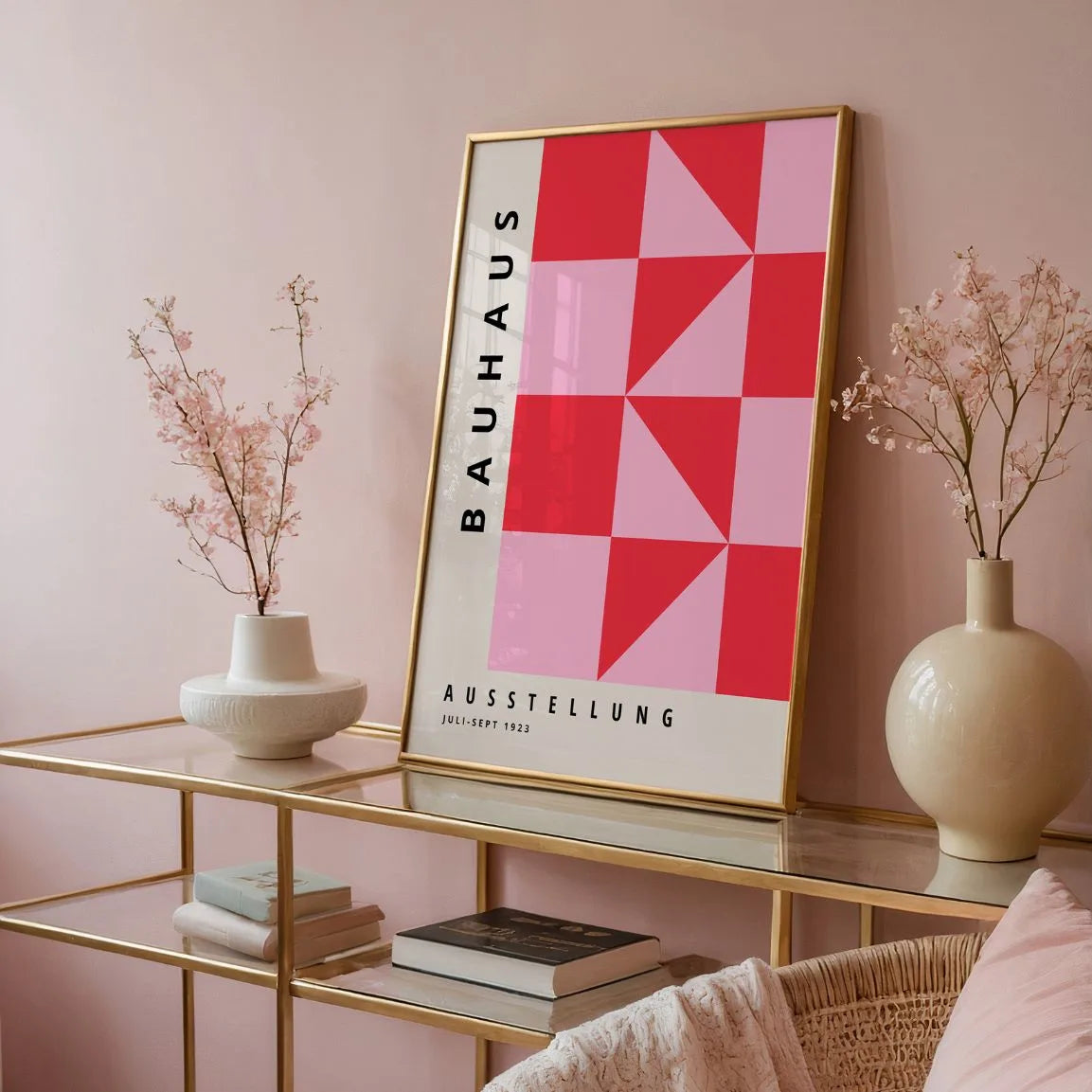 Bauhaus Rot Rosa Dreiecke Poster