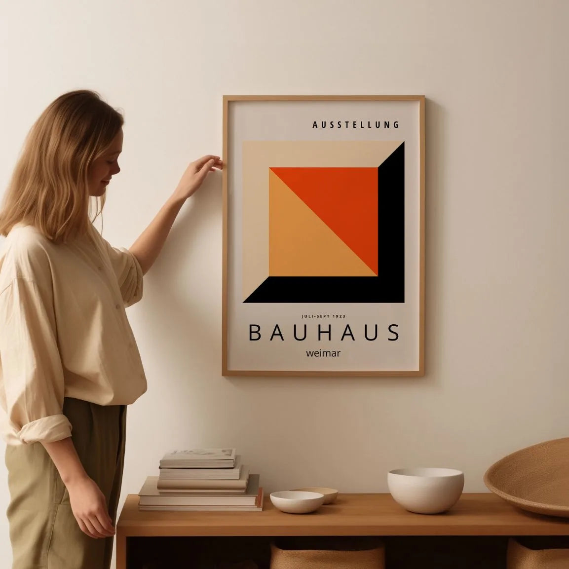 Bauhaus Rotorange Würfel Poster