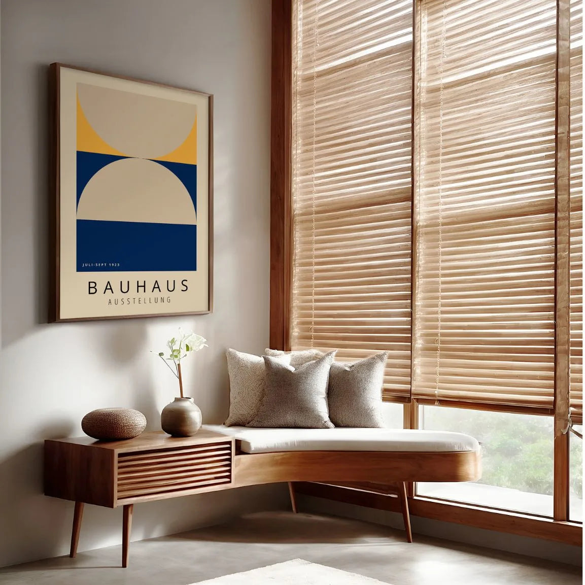 Bauhaus Beige Navy Poster