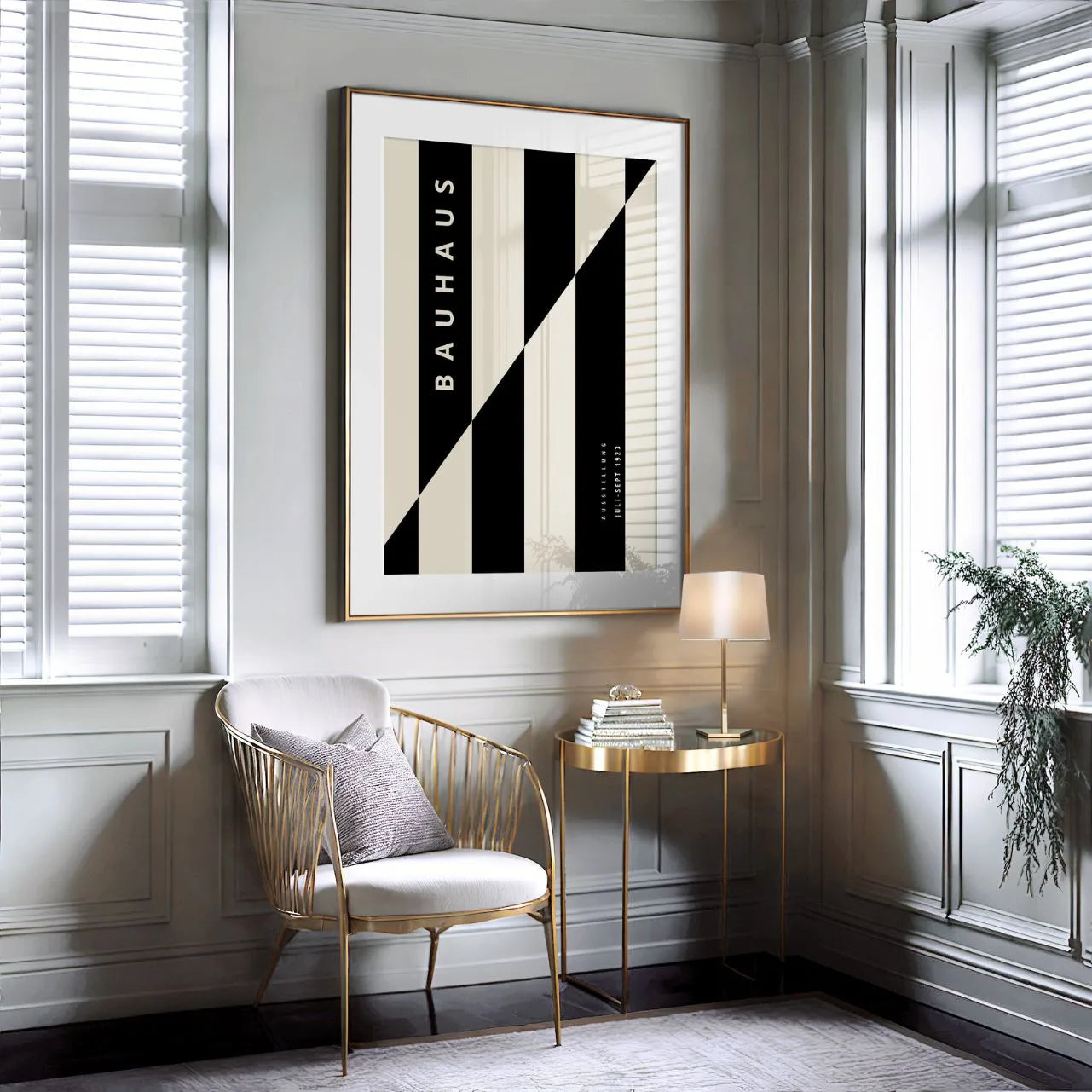 Bauhaus Schwarzbeige Streifen Poster