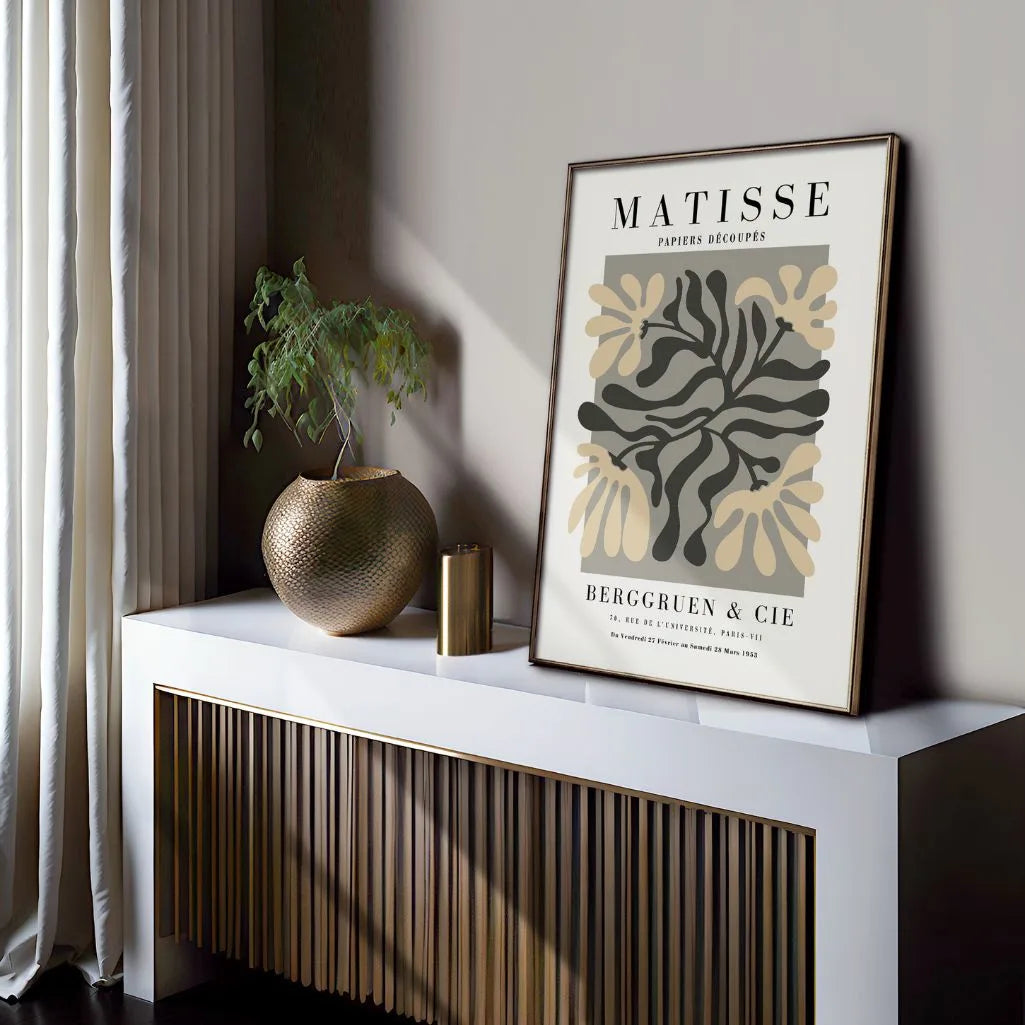 Matisse Beige Grau Blätter Poster
