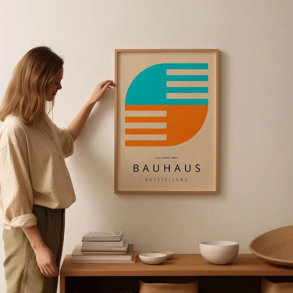 Bauhaus Türkis-Orange Kontrast Poster
