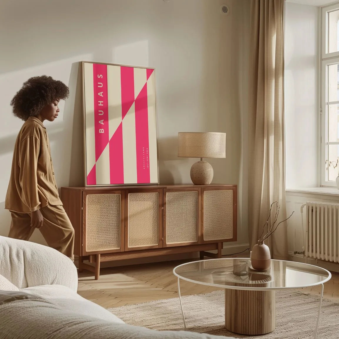 Bauhaus Rosa Linienstruktur Poster